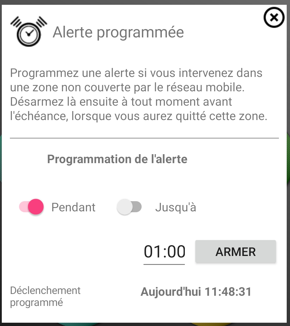 Alerte programmé PTI