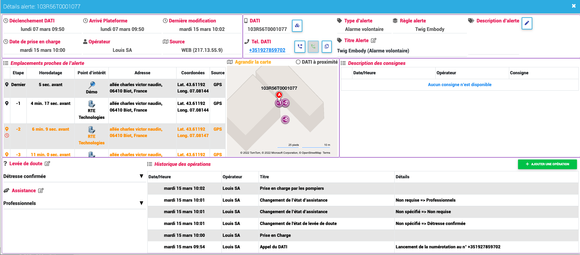 Gestion des alertes PTI