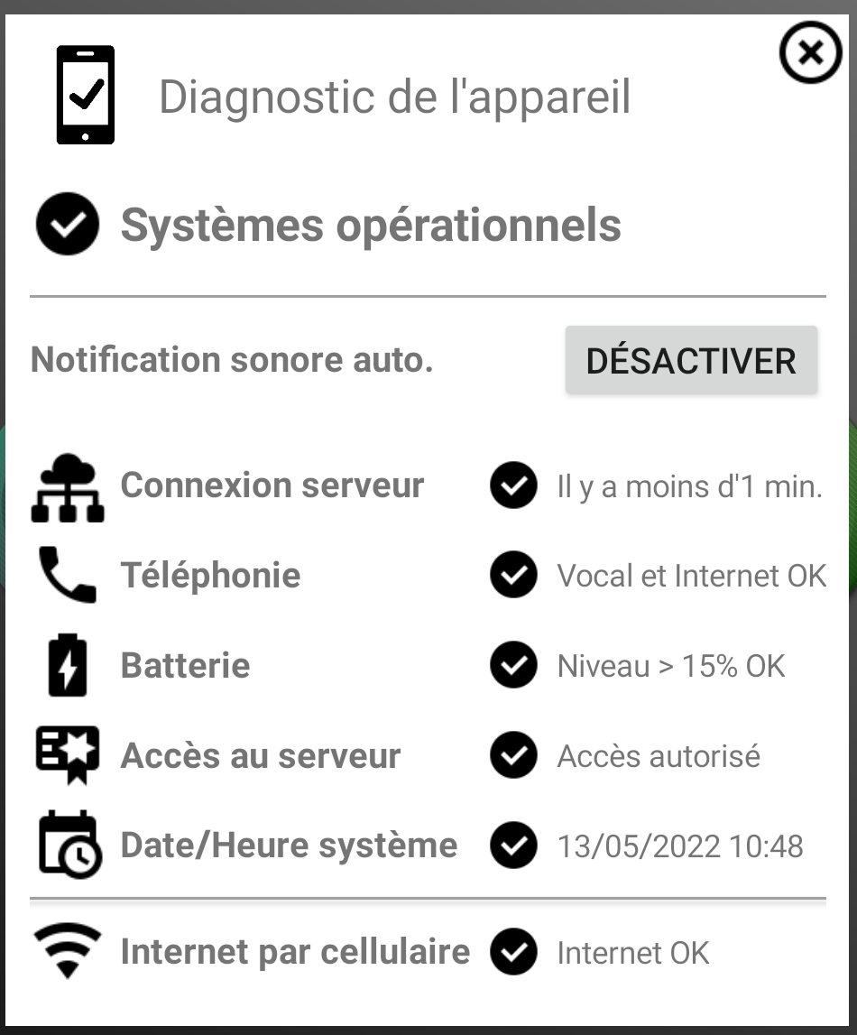 Diagnostic de l'appareil